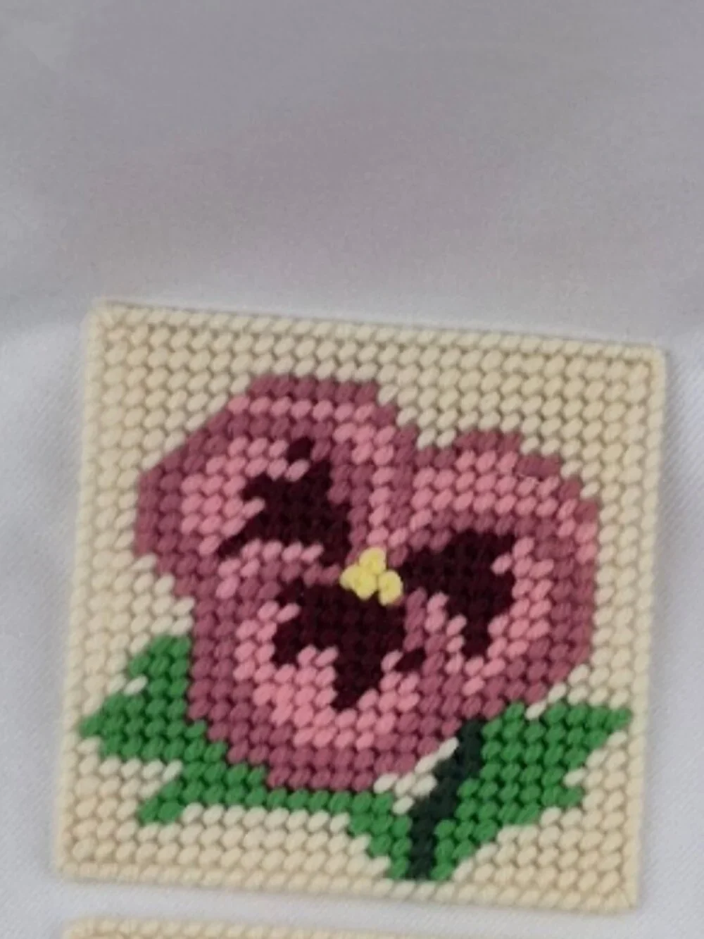 Handmade Floral Plastic Canvas Coasters Set of 16 in 7 Different Flower Patterns